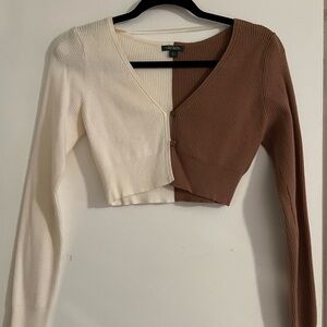 Wild Fable Cream and Brown Ribbed Sweater
